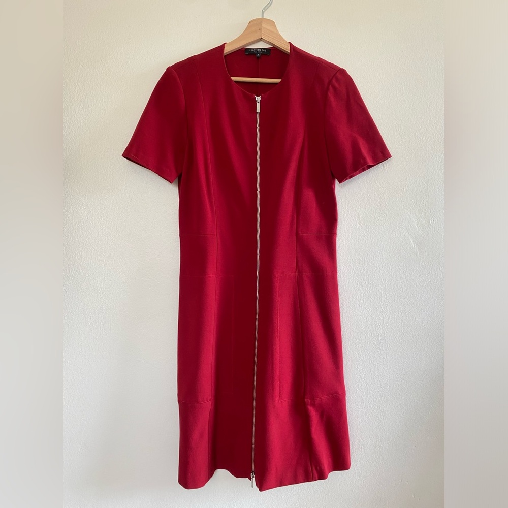 Elegant Red Zip-Front Dress